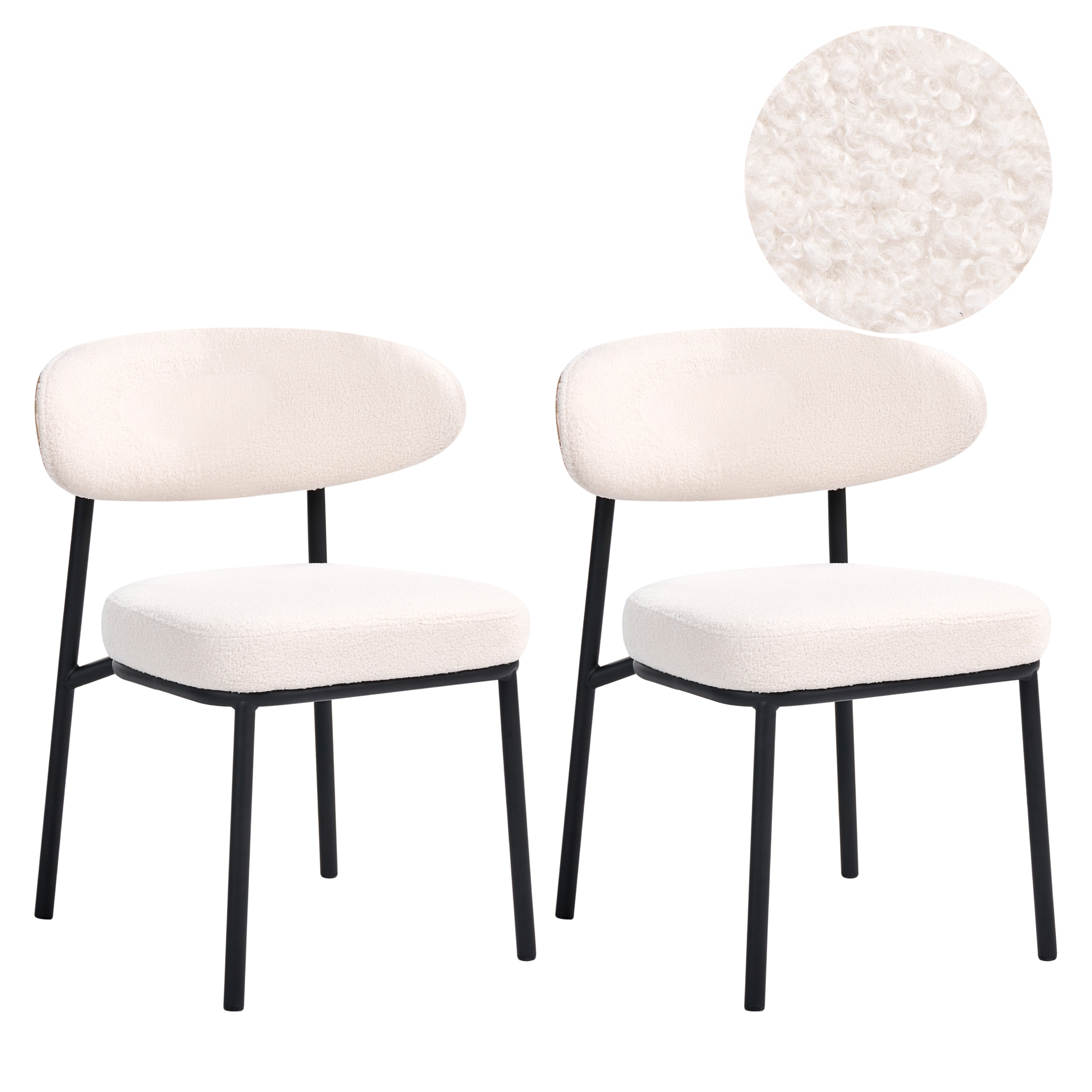 Set med 2 matstolar WINTON Bouclé Off-White