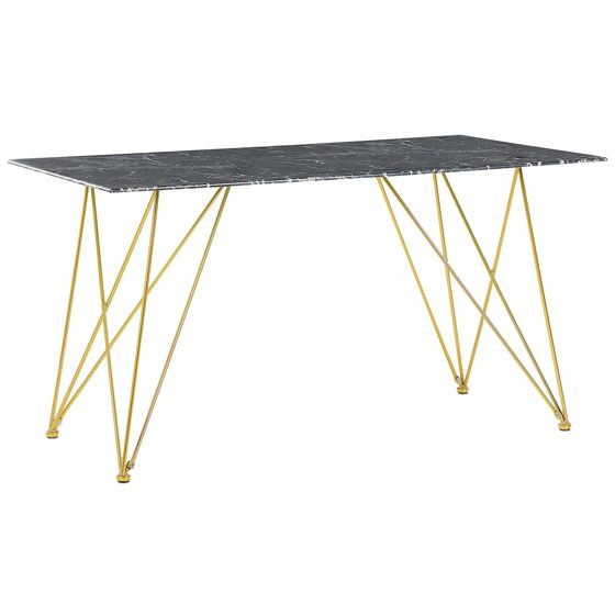 Matbord KENTON Svart marmor 140 cm 80 cm Härdat glas