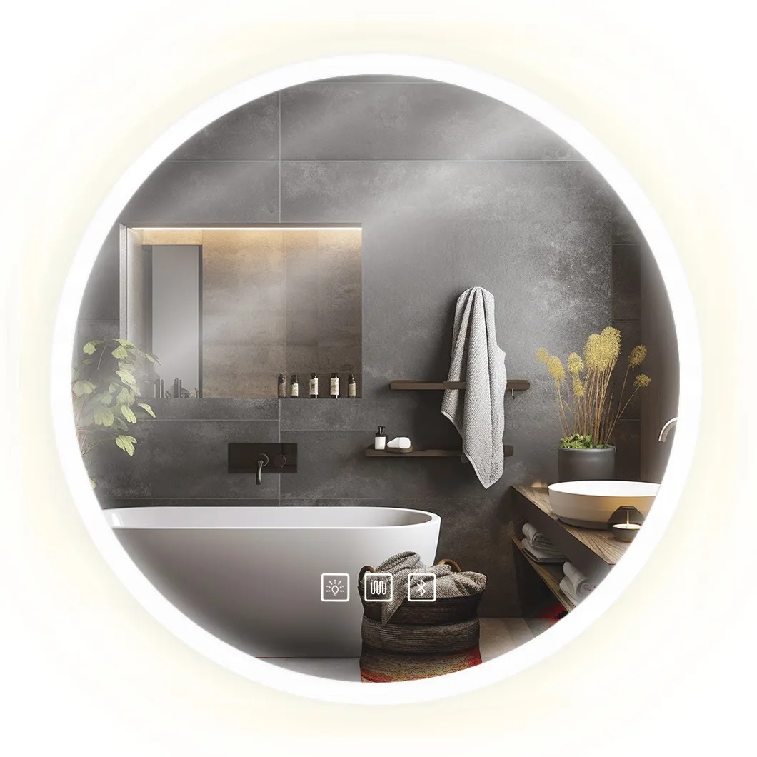 REA spegel LED BLUETOOTH FFJ 60CM Krom 2x60x60cm