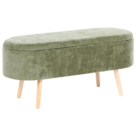 Klädd förvaringsbänk OKLAHOMA Chenille Grön