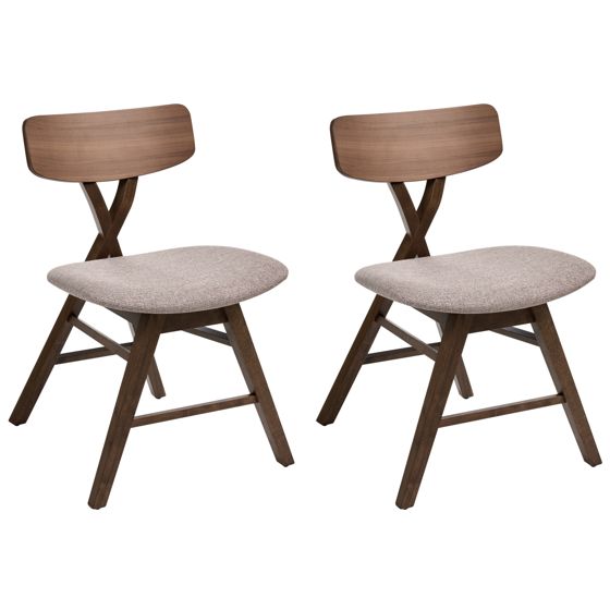 Set med 2 matstolar LELAND Trä Brun/ Taupe