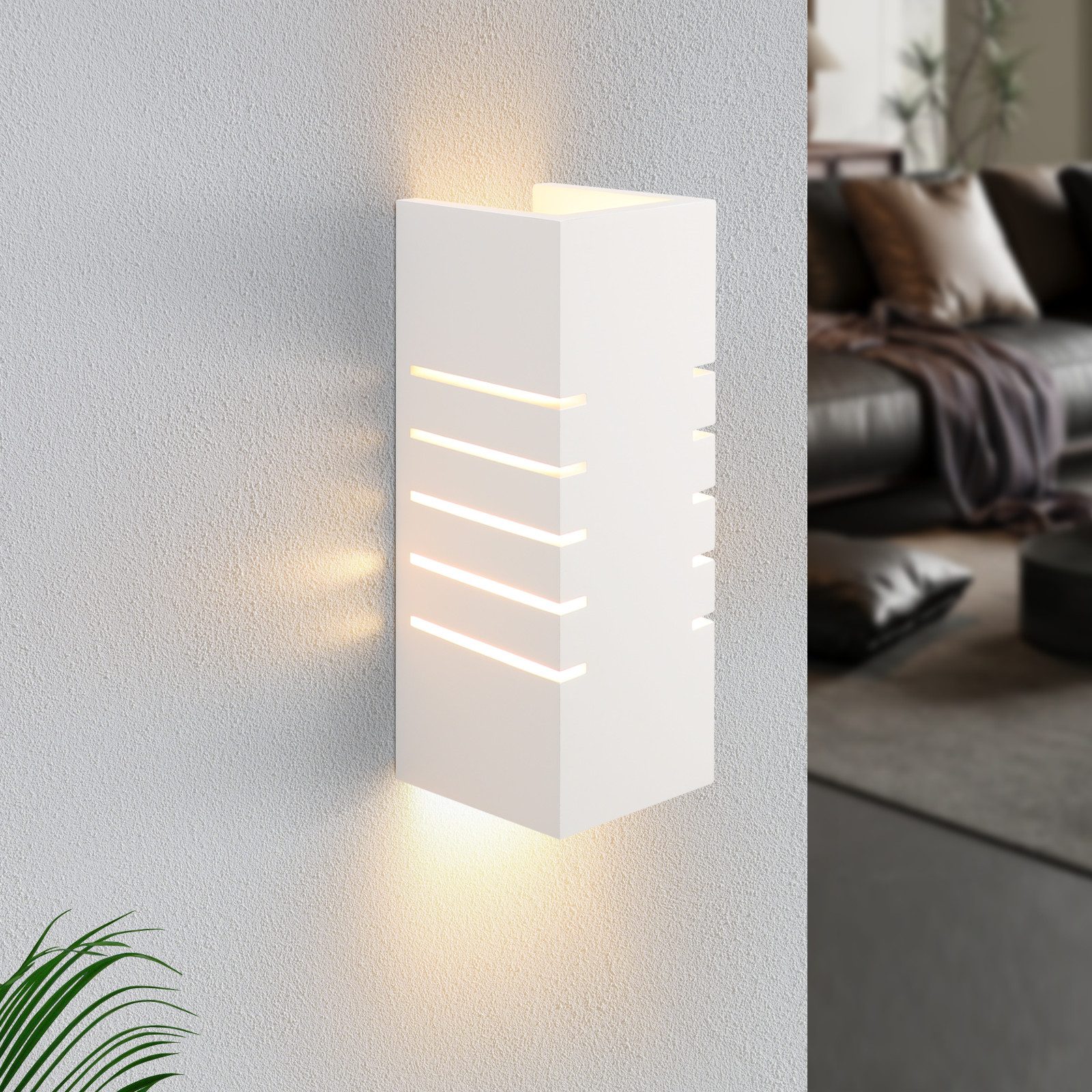 NETTLIFE vit, inomhusvägglampa, E14, up down modern, hall, trappa, gipslampa
