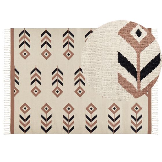 Matta NIAVAN Beige 140 x 200 cm Kelim Bomull