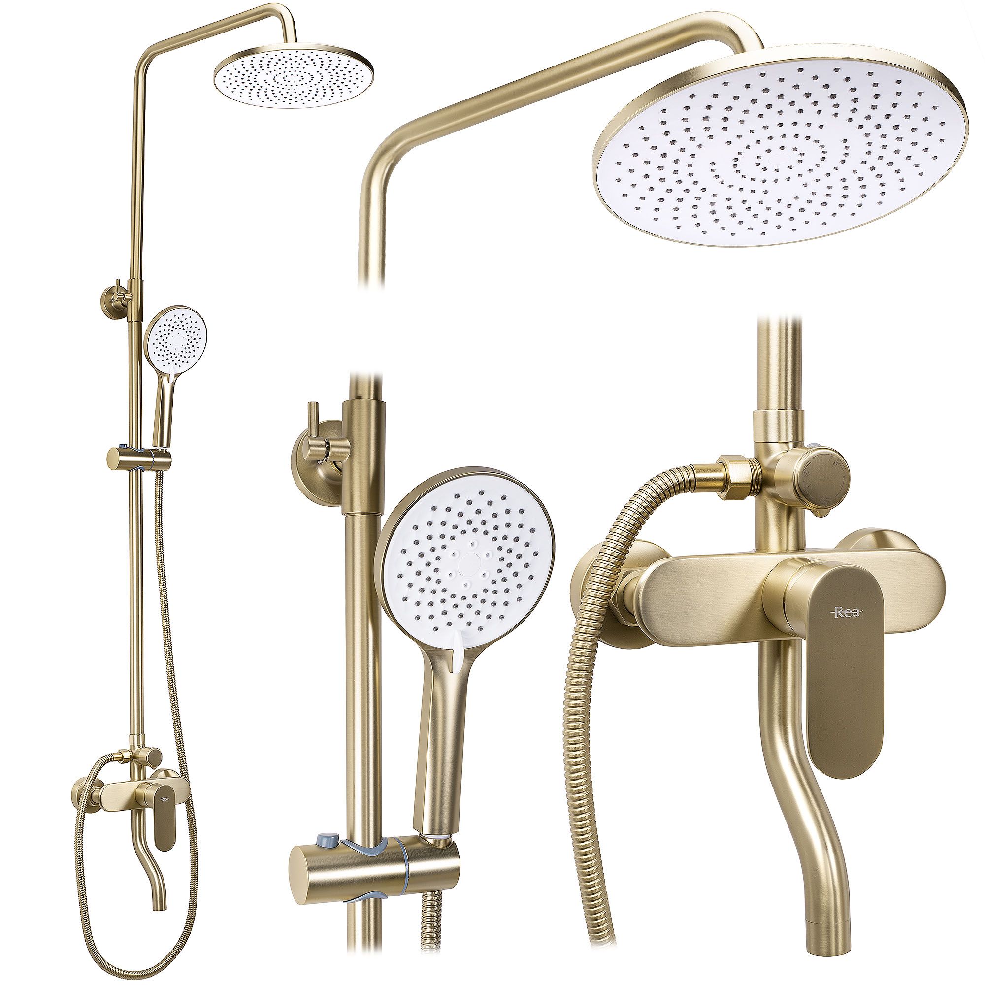 REA Duschset drop Borstat Guld, 13x15x145cm