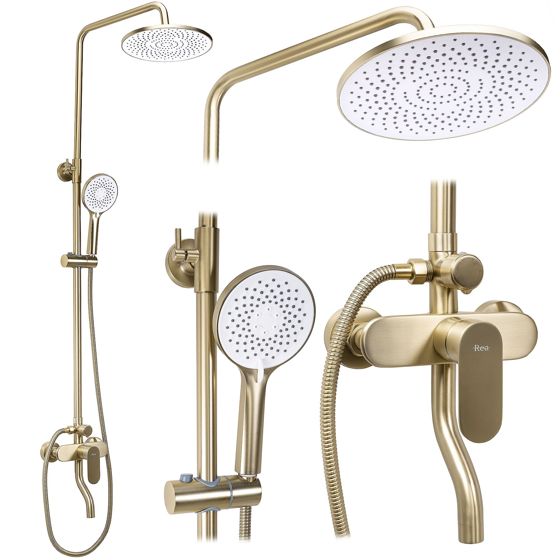 REA Duschset drop Borstat Guld, 13x15x145cm
