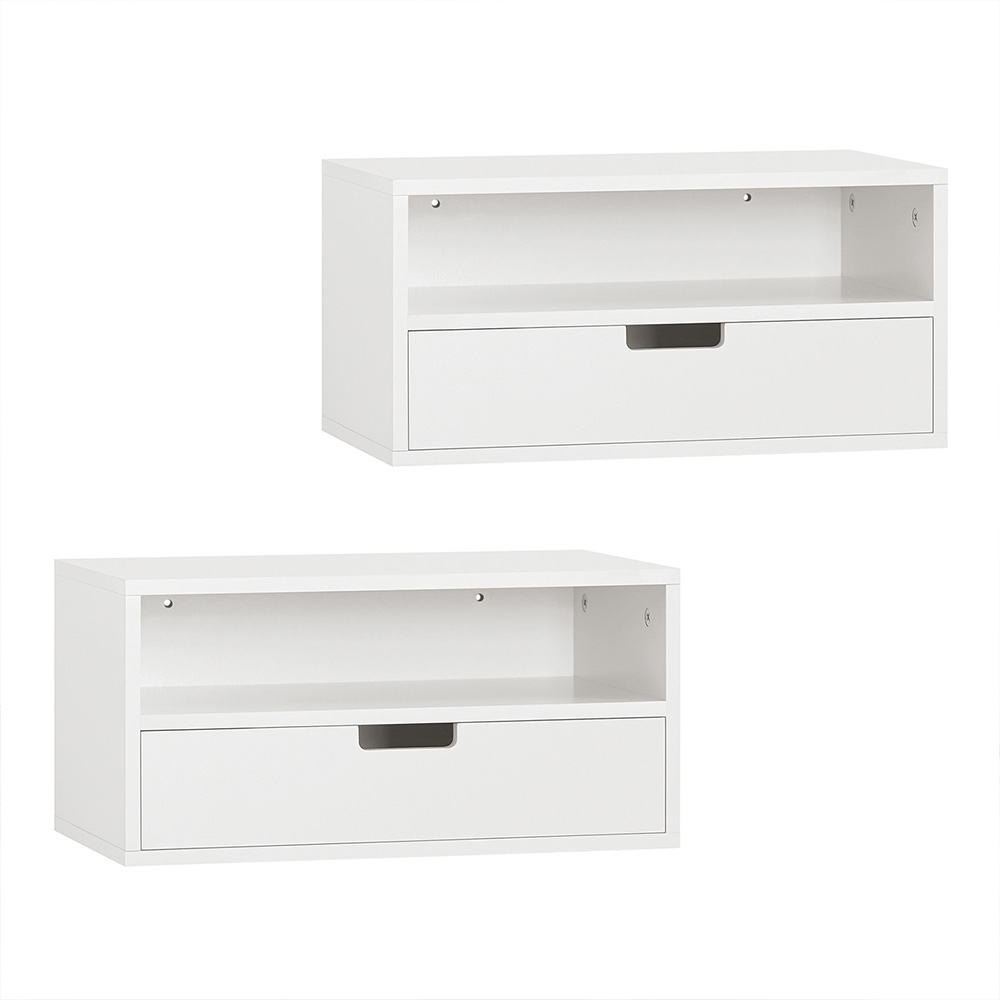 Nattduksbord med öppen hylla och låda, vit, 45.0x25.0x22.0 cm, NKD03-WX2