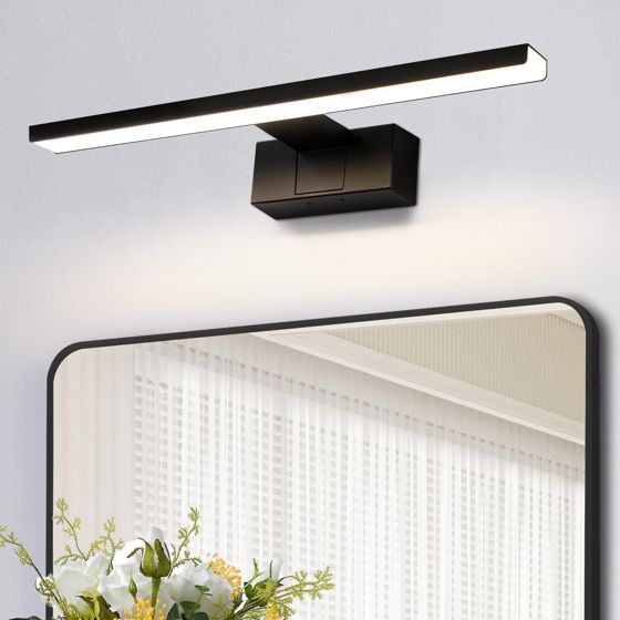NETTLIFE LED-vägglampa för badrum, spegellampa, modern svart, IP44, 4000K neutralvitt ljus, 6W, 30x5,1x12,8 cm