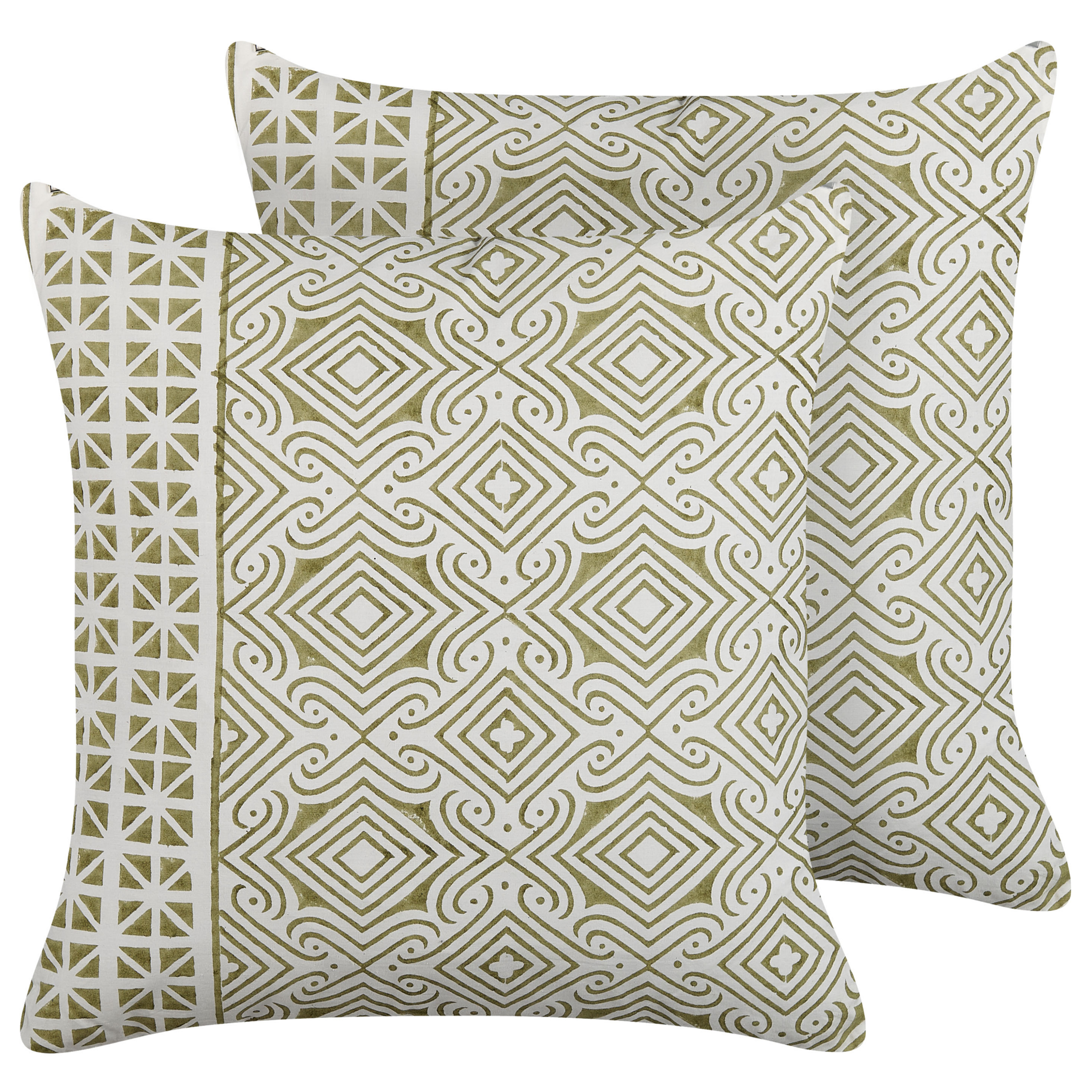 Set med 2 prydnadskuddar LARICS 45 x 45 cm Bomull Grön Orientaliskt tryck