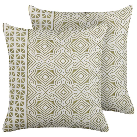 Set med 2 prydnadskuddar LARICS 45 x 45 cm Bomull Grön Orientaliskt tryck