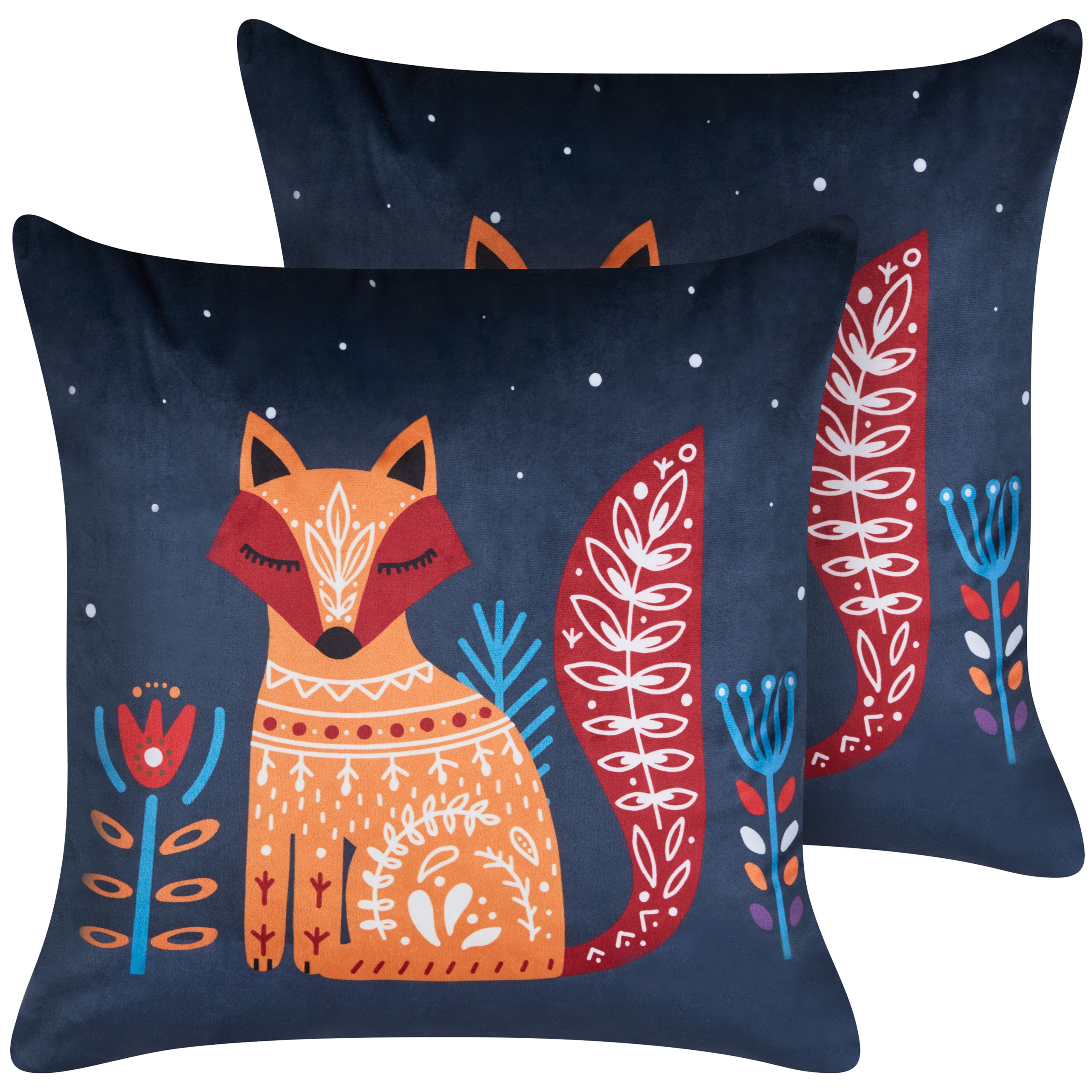 Set med 2 prydnadskuddar FIRESPIKE 45 x 45 cm Sammet Mörkblå