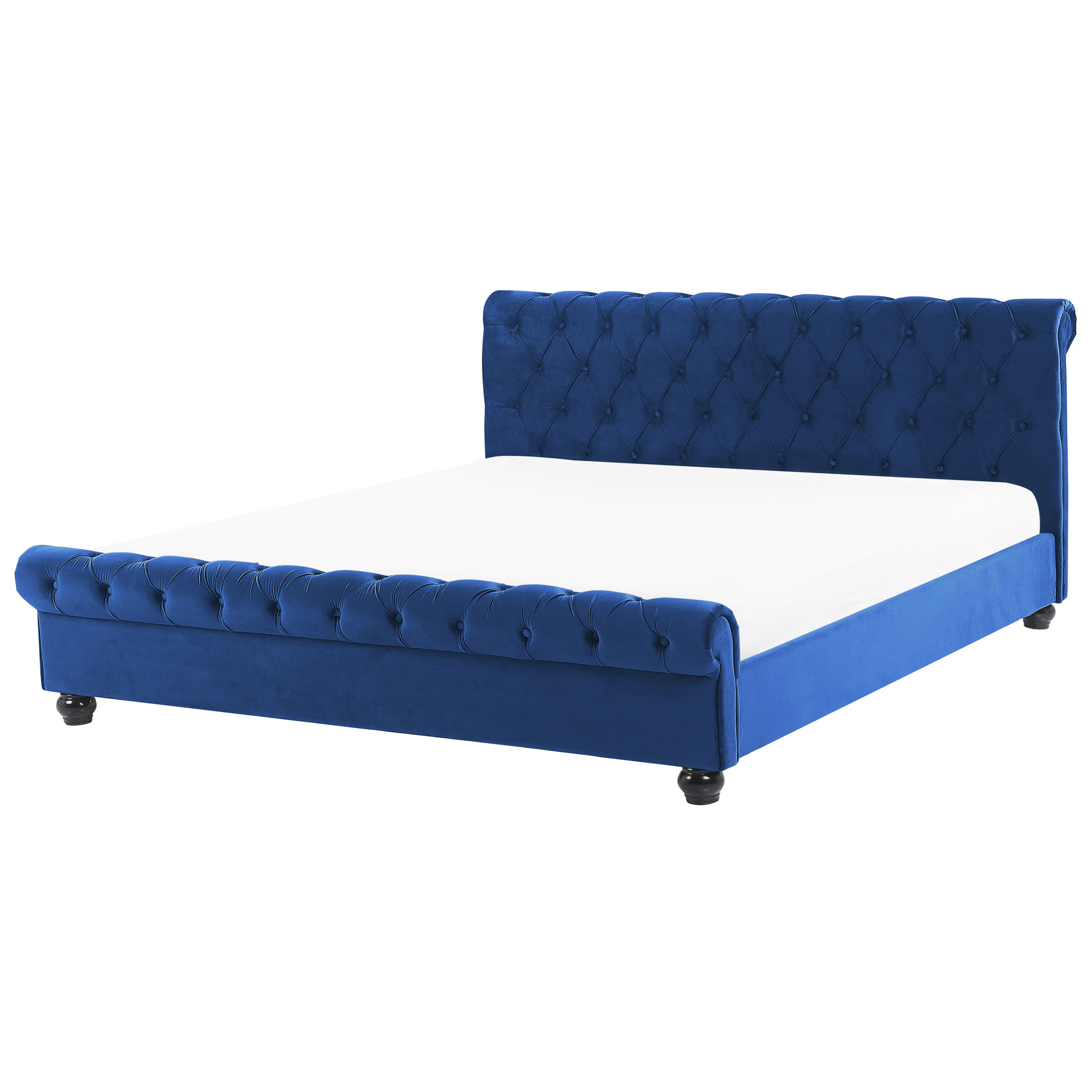 Säng med lamellram Sammet AVALLON 180 x 200 cm Marinblå