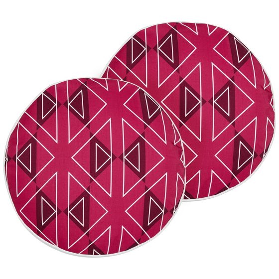 Set med 2 utomhusdynor MEZZANO Geometriskt tryck 40 x 40 cm Rosa