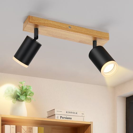NETTLIFE svart takspotlight GU10 vintage - träväggspotlight vridbar utan glödlampa 350° roterbar för industriellt bruk