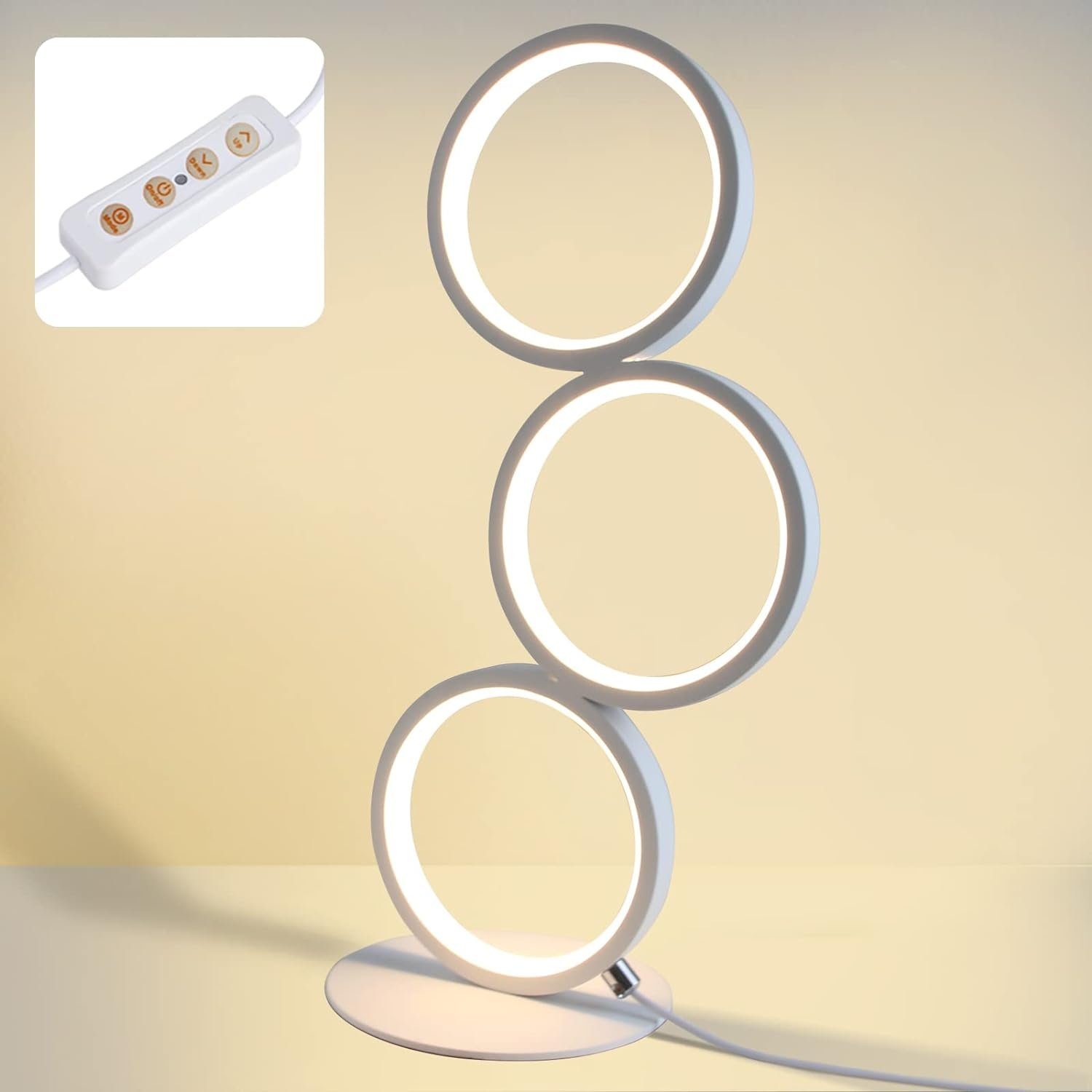 NETTLIFE LED-bordslampa dimbar sänglampa pekskärm modern design metallring vit aluminium arbetsrum