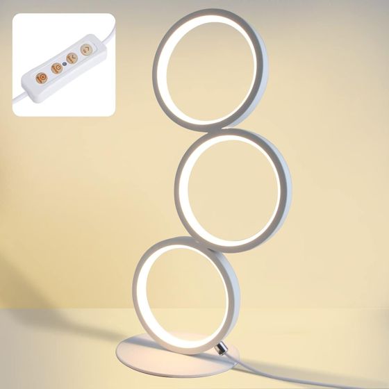 NETTLIFE LED-bordslampa dimbar sänglampa pekskärm modern design metallring vit aluminium arbetsrum