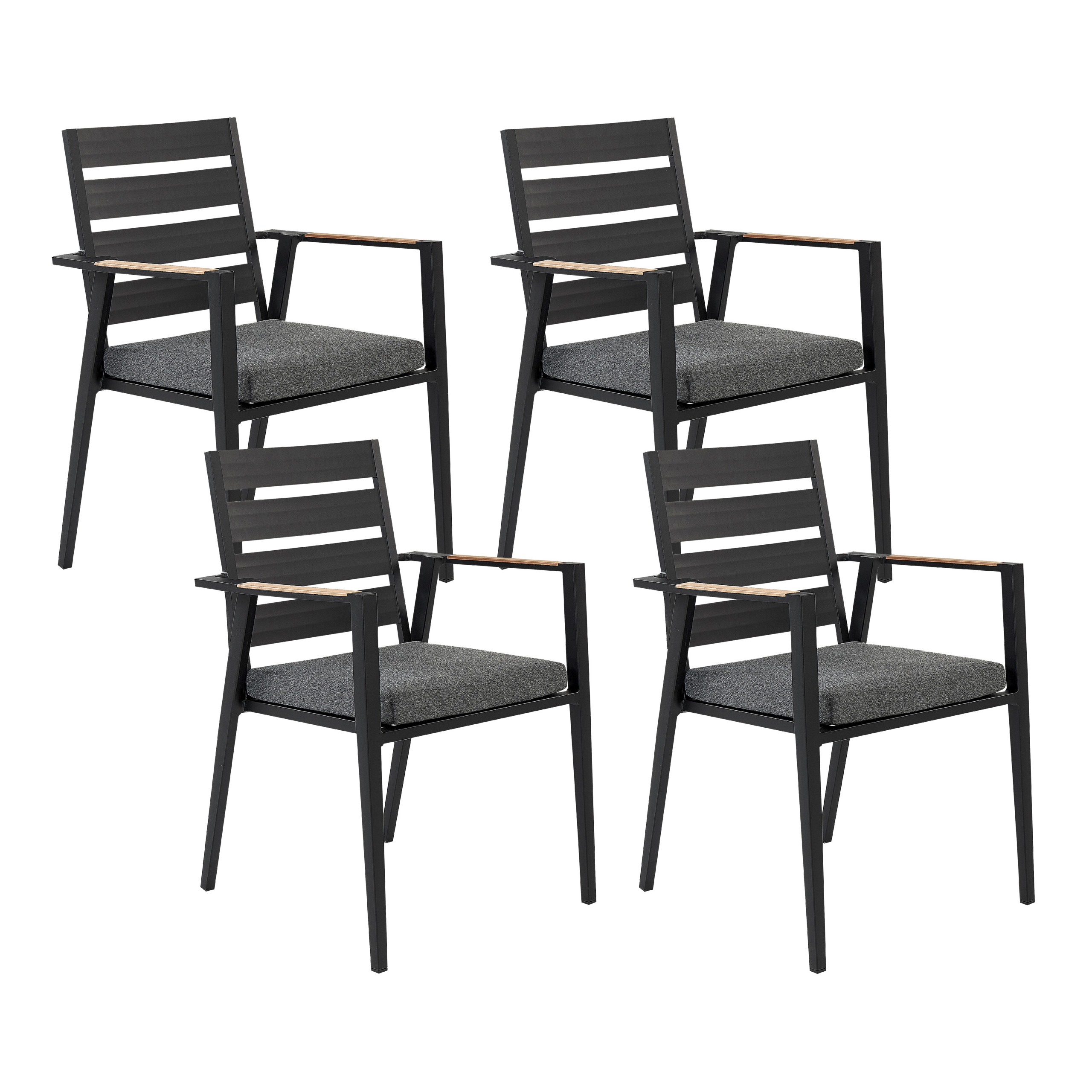 Set med 4 stolar med dynor TAVIANO Metall Svart