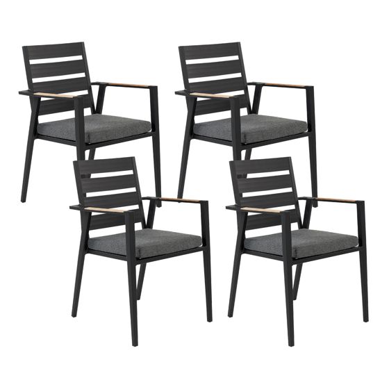 Set med 4 stolar med dynor TAVIANO Metall Svart