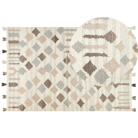 Matta KAGHTSRASHEN Beige 200 x 300 cm Kelim Ull