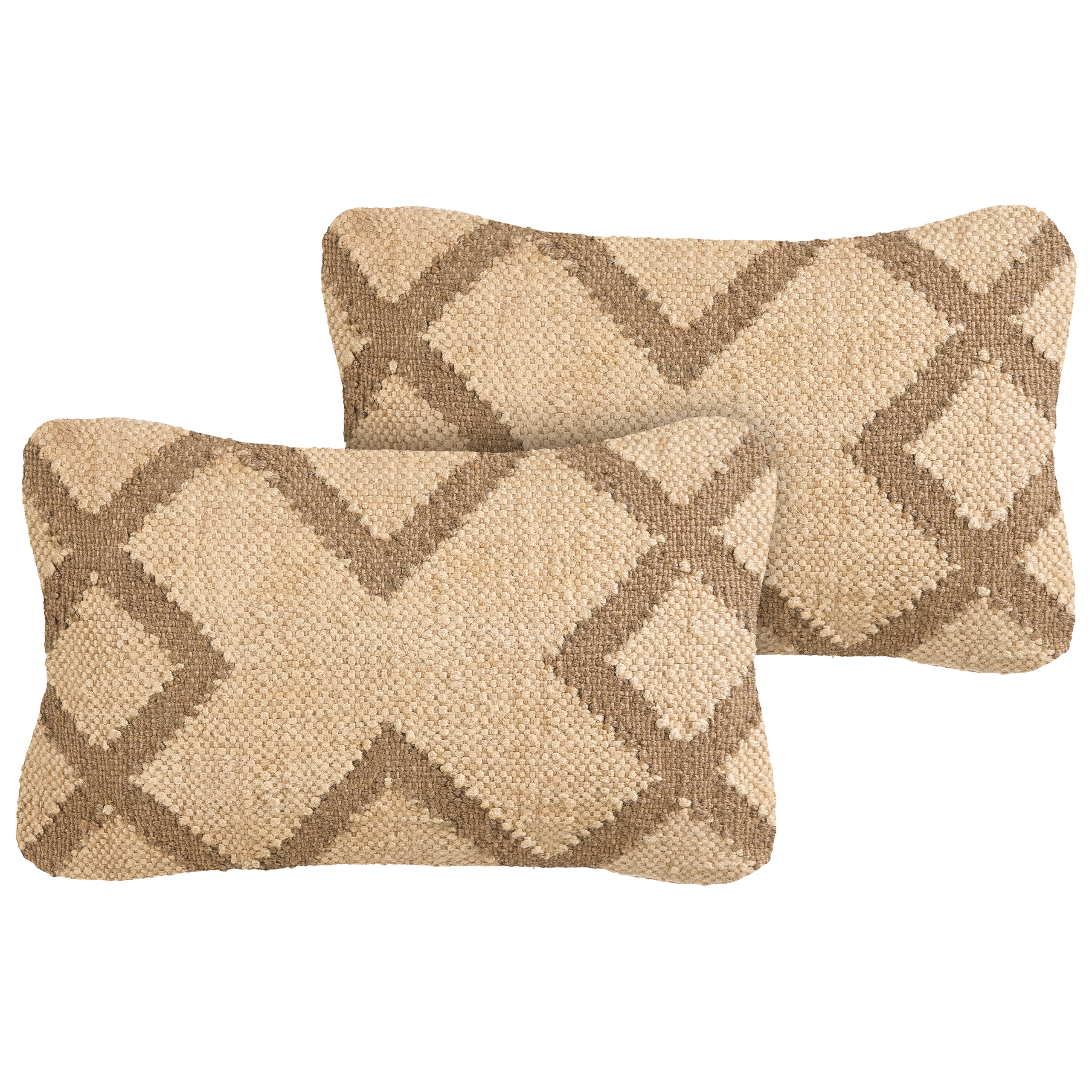 Set med 2 prydnadskuddar GOPI 30 x 50 cm Jute Beige Geometriskt tryck