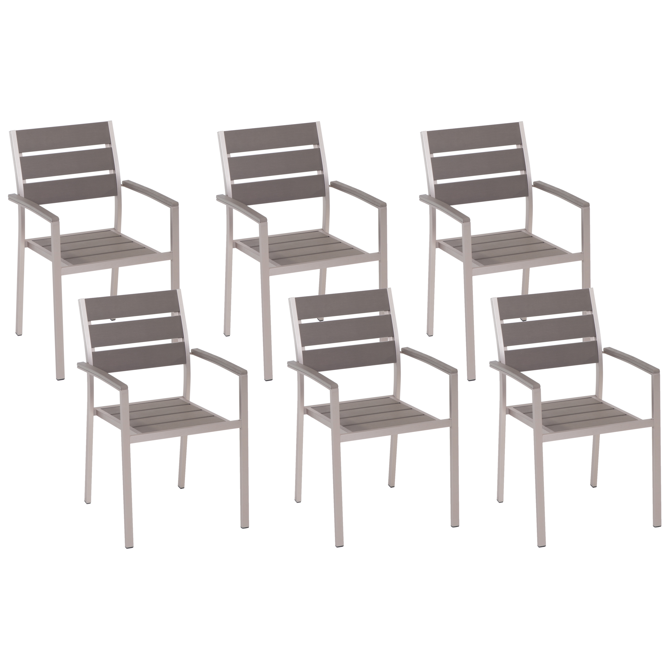 Set med 6 trädgårdsstolar VERNIO Grå
