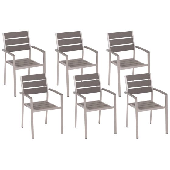 Set med 6 trädgårdsstolar VERNIO Grå