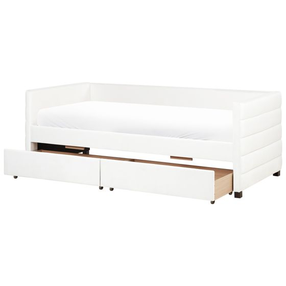 Dagbädd med förvaring MARRAY Sammet Off-White 90 x 200 cm