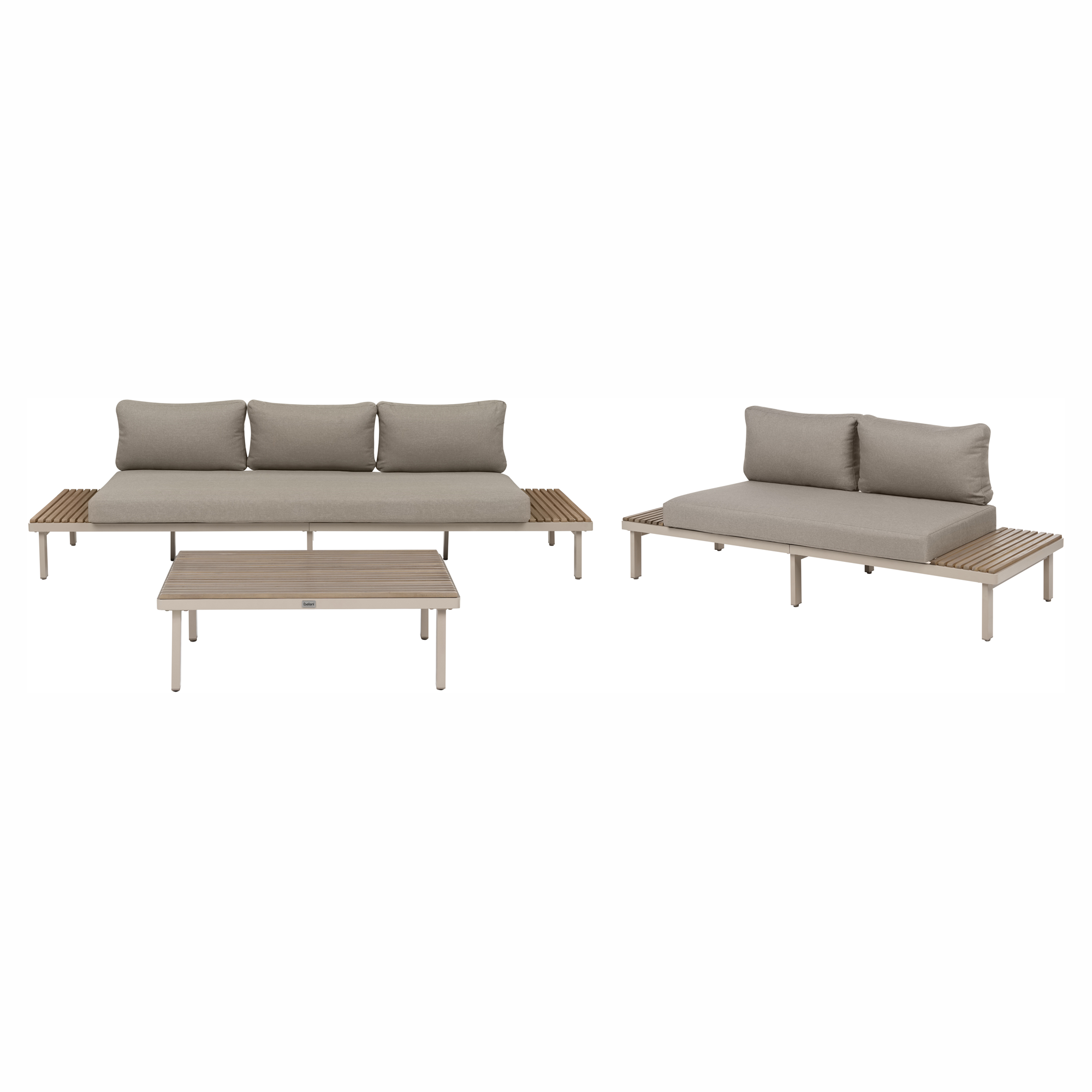 Trädgårdssoffgrupp med bord 5-sits FIVIZZANO Akaciaträ Beige