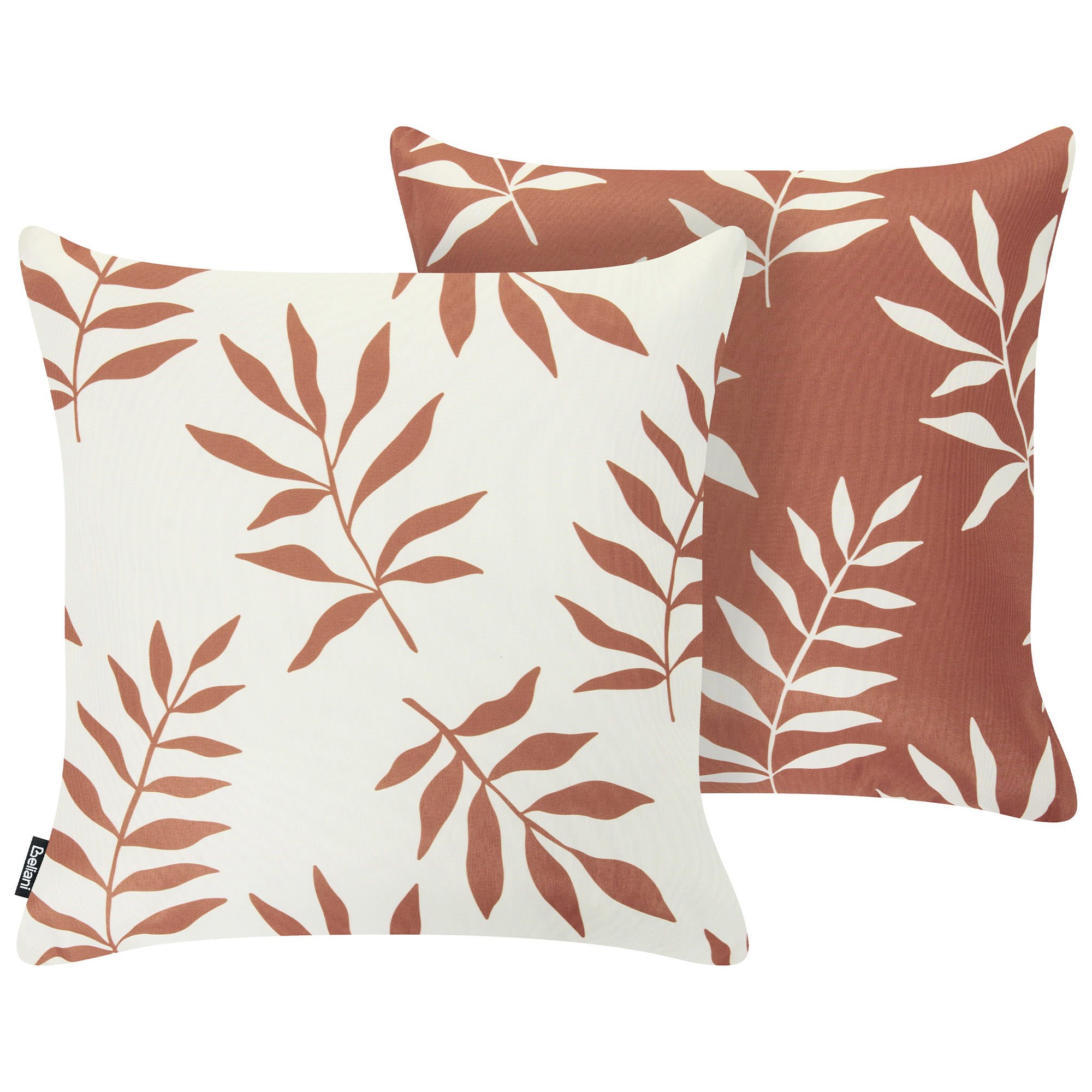 Set med 2 utomhusdynor CLOVERLEAF Växtmotiv 45 x 45 cm Röd/ vit