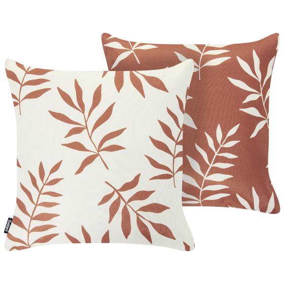 Set med 2 utomhusdynor CLOVERLEAF Växtmotiv 45 x 45 cm Röd/ vit