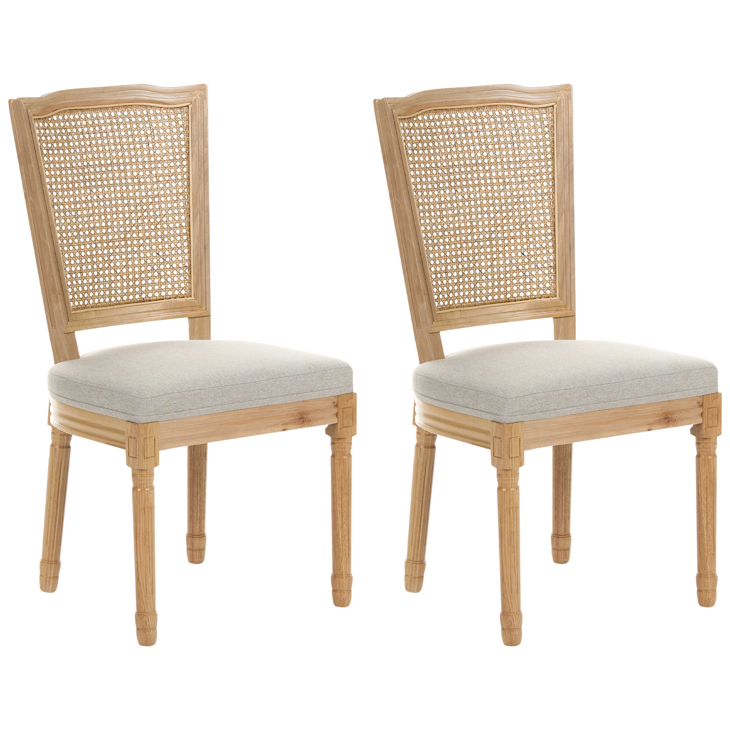 Set med 2 stolar BONANZA Trä Ljusbrun/ Beige