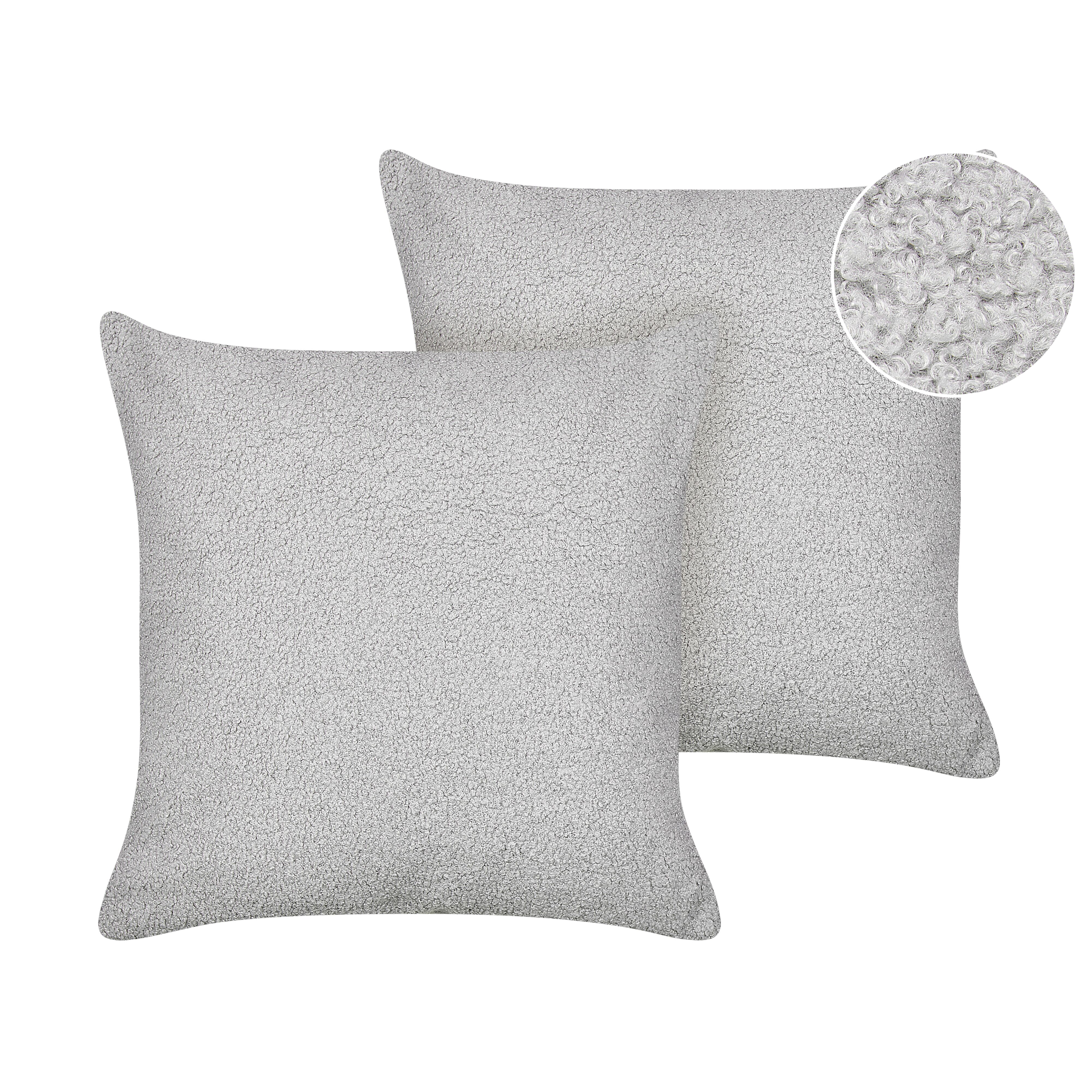 Set med 2 prydnadskuddar LEUZEA 45 x 45 cm Bouclé Grå Monokromt