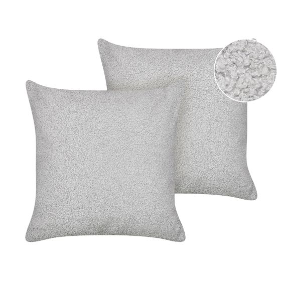 Set med 2 prydnadskuddar LEUZEA 45 x 45 cm Bouclé Grå Monokromt