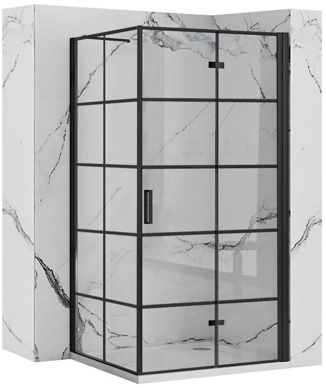 REA Duschkabin MOLIER 90X90 Svart, 90x90x190cm