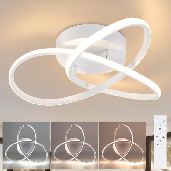 NETTLIFE LED-taklampa Vit, dimbar, 40 cm, modern Med fjärrkontroll, geometrisk, designlampa, 33 W