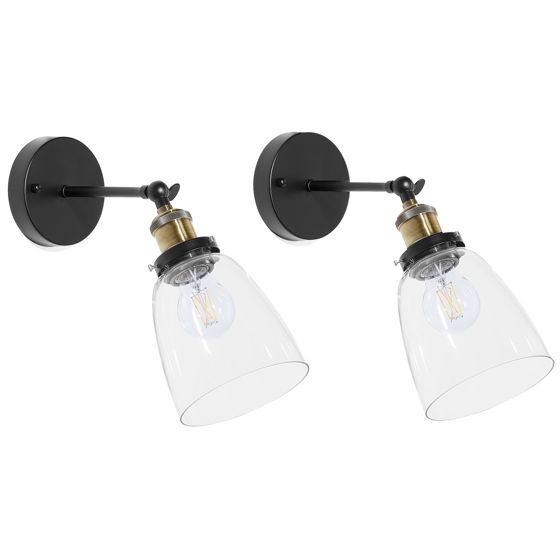 Set med 2 vägglampor LOVAT Justerbar Metall Transparent Svart