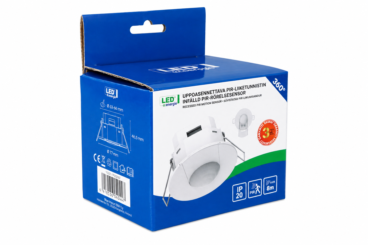 Led Energie Rörelsesensor 360° för infällnad