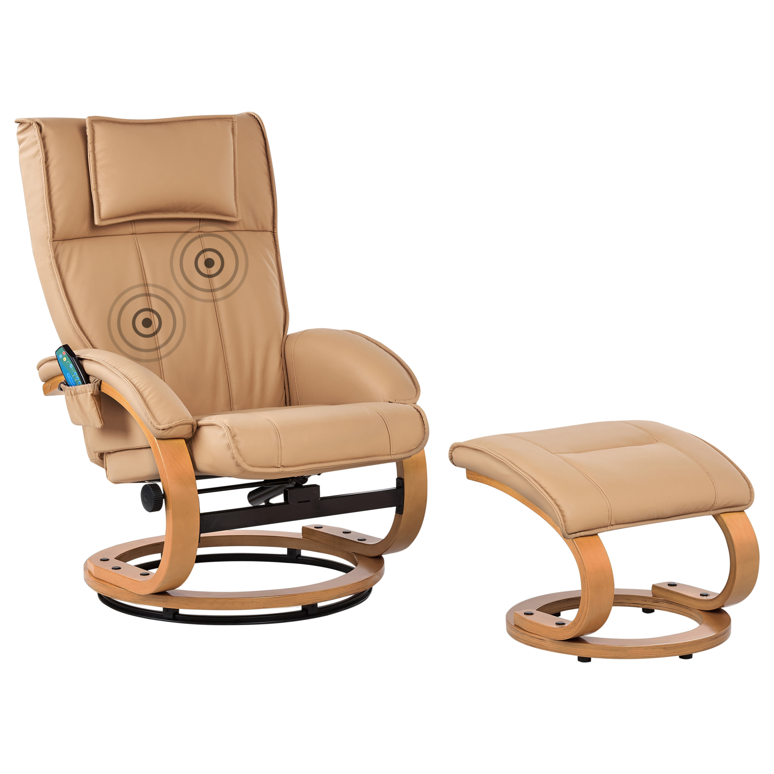 Massagestol MAJESTIC med fotpall Konstläder Ljusbrun