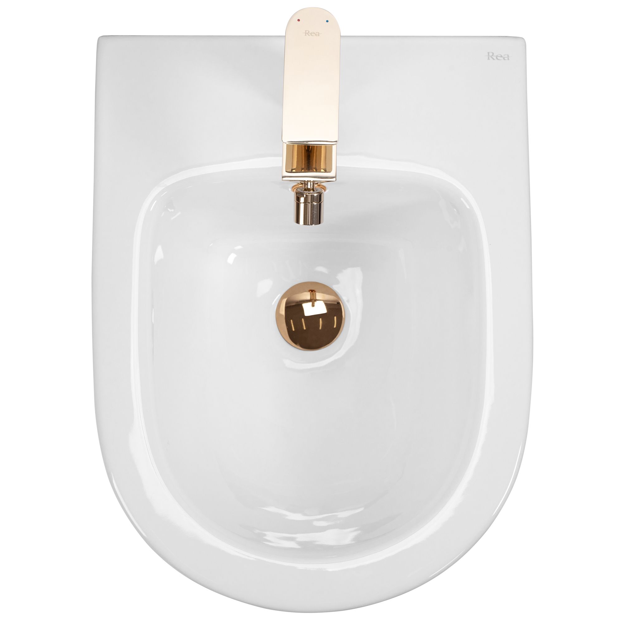 REA Bidé CARLO MINI Vit/Guld, 49,5x37x32,5cm
