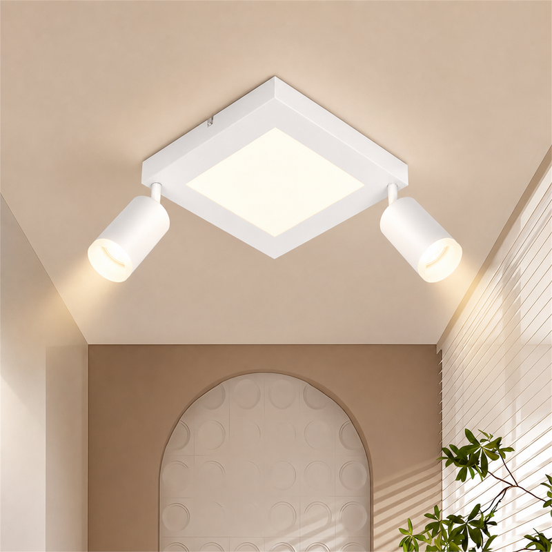 NETTLIFE Fyrkantig takspotlight GU10 3000k Varmvit 20W Sovrumslampa 350° Justerbar Varmvit