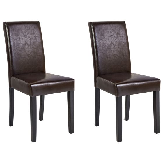 Set med 2 matstolar BROADWAY Konstläder Mörkbrun