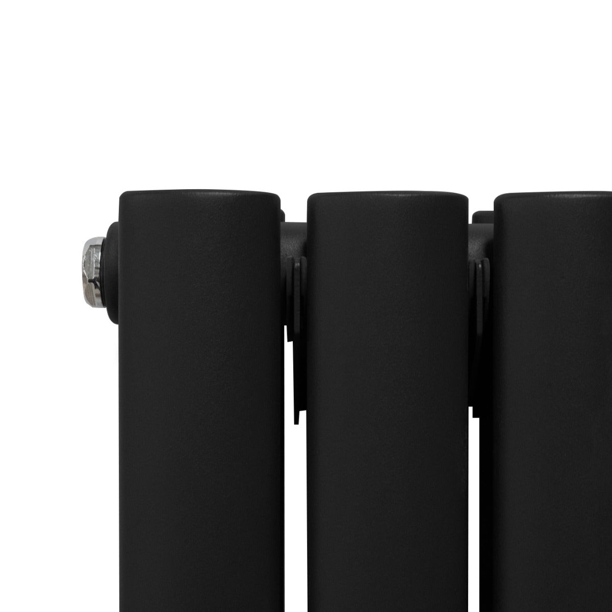 Oval spegelradiator med ventiler - 1800 mm x 380 mm - svart
