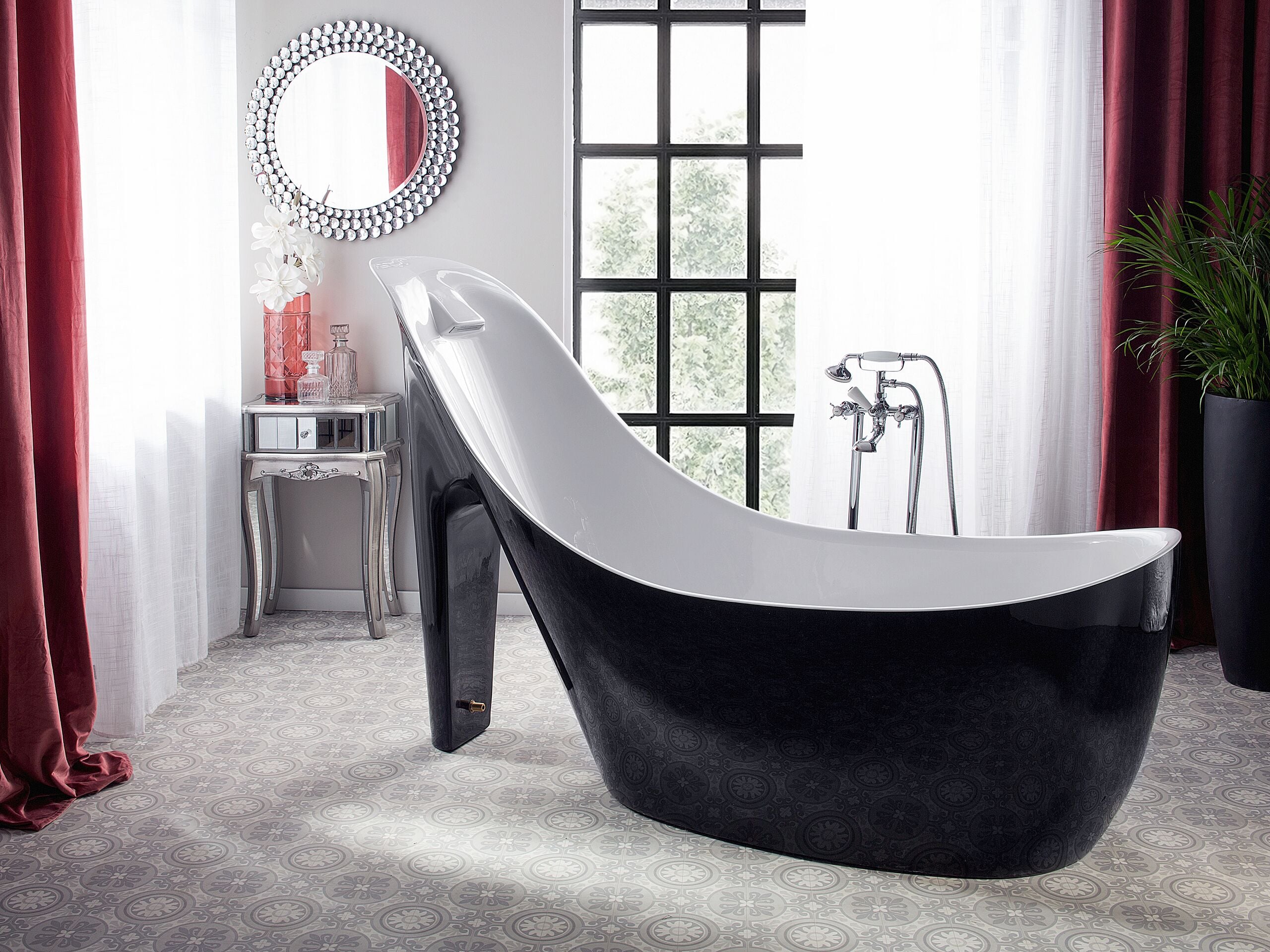 Fristående badkar COCO 1800 x 800 mm Svart/ Vit