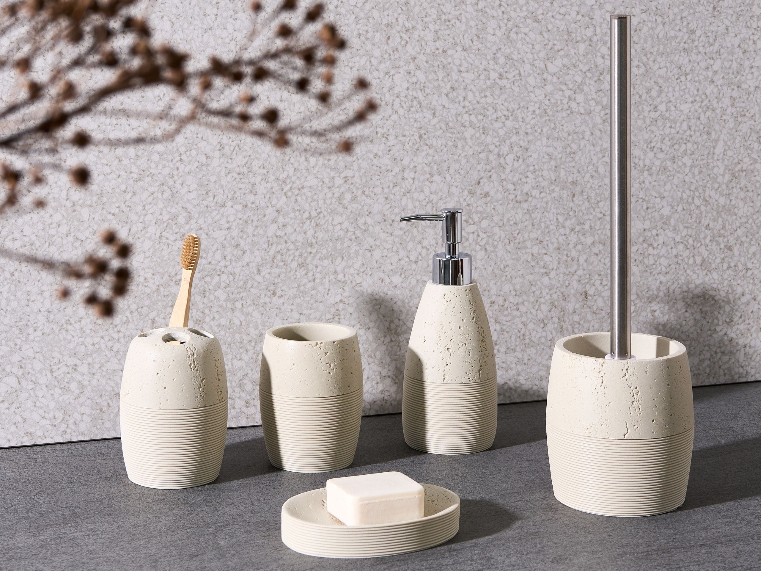 Set med badrumstillbehör i 5 delar YARAPA Ljusbeige
