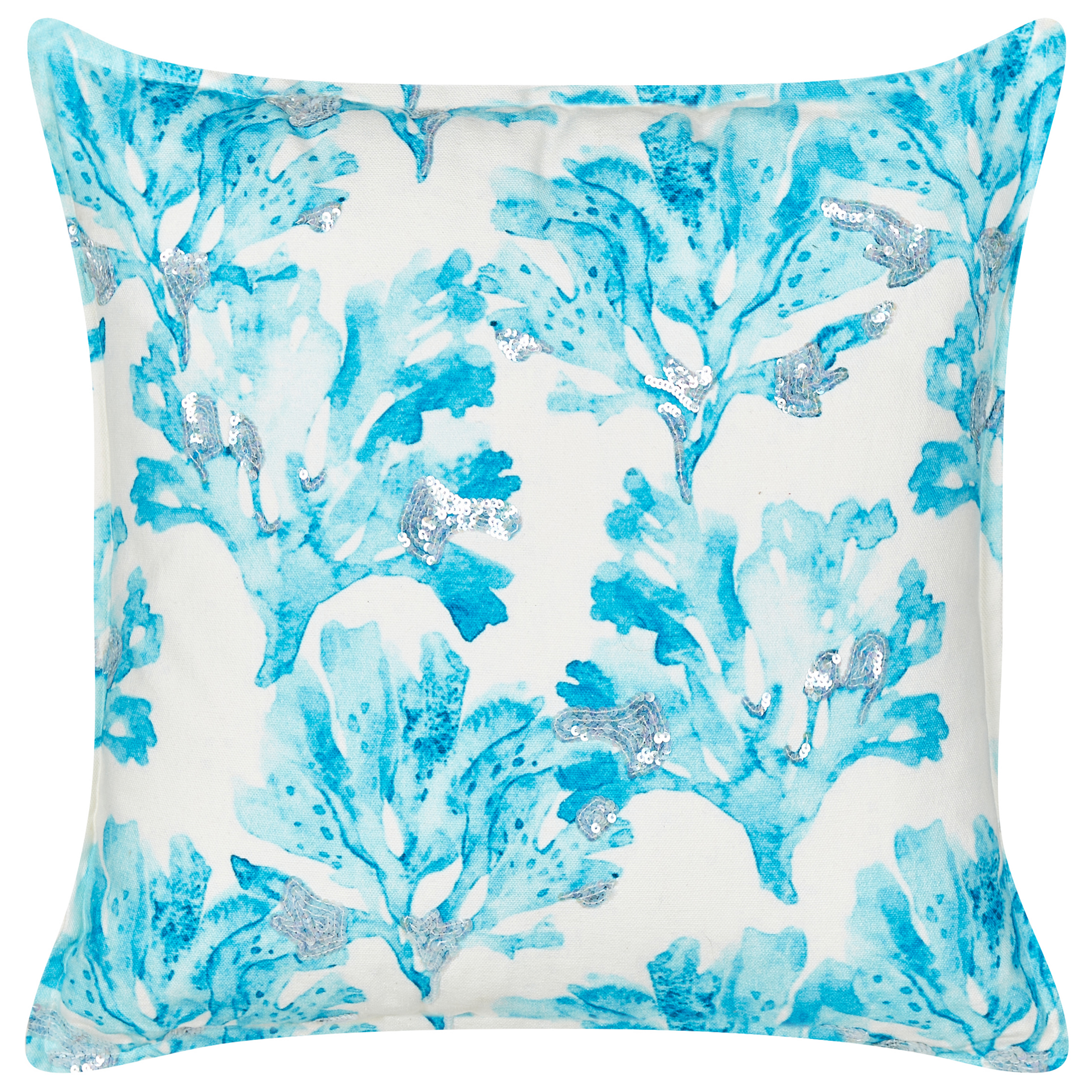 Set med 2 prydnadskuddar ROCKWEED 45 x 45 cm Bomull Blå Blommigt tryck