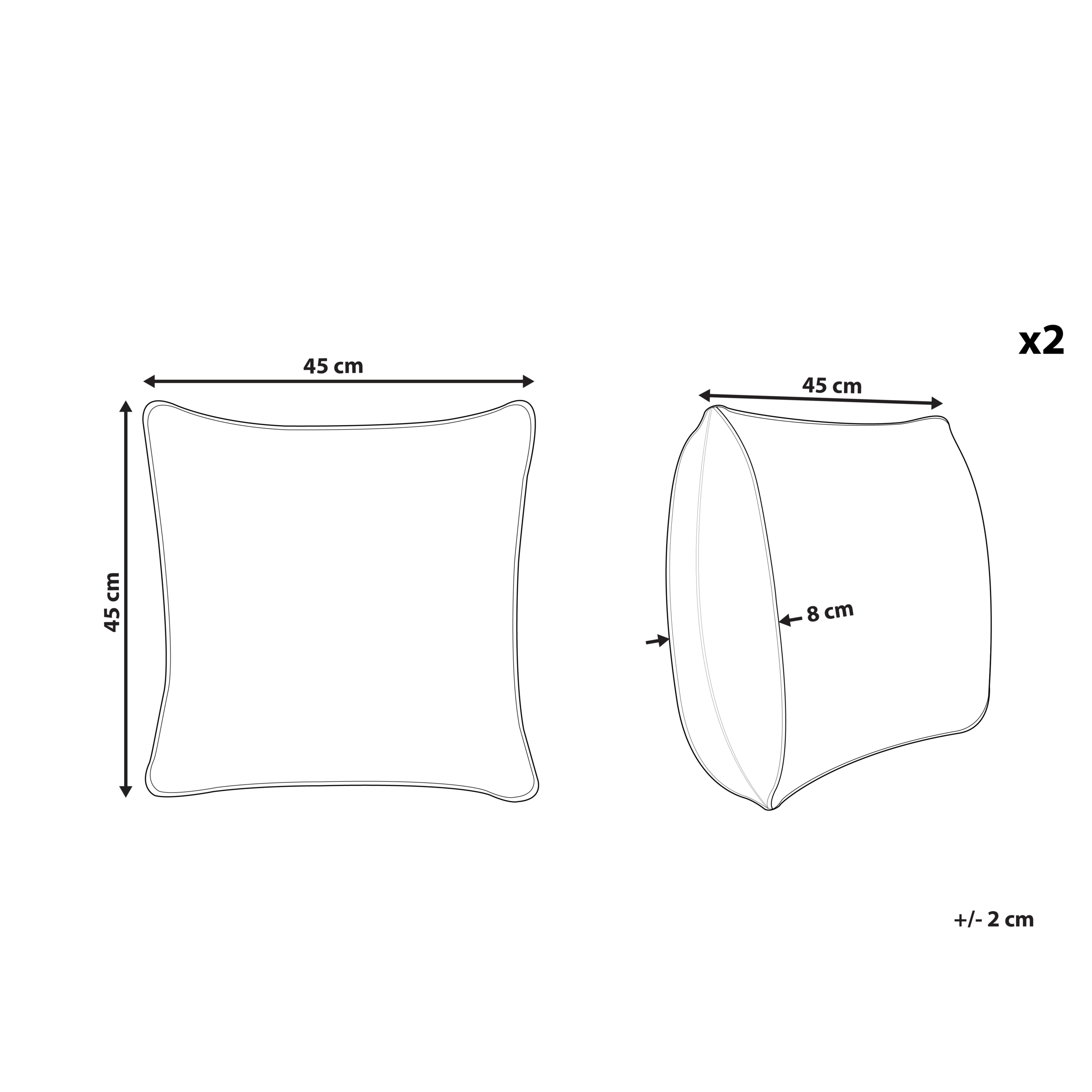 Set med 2 prydnadskuddar CUPCAKE 45 x 45 cm Bomull Röd