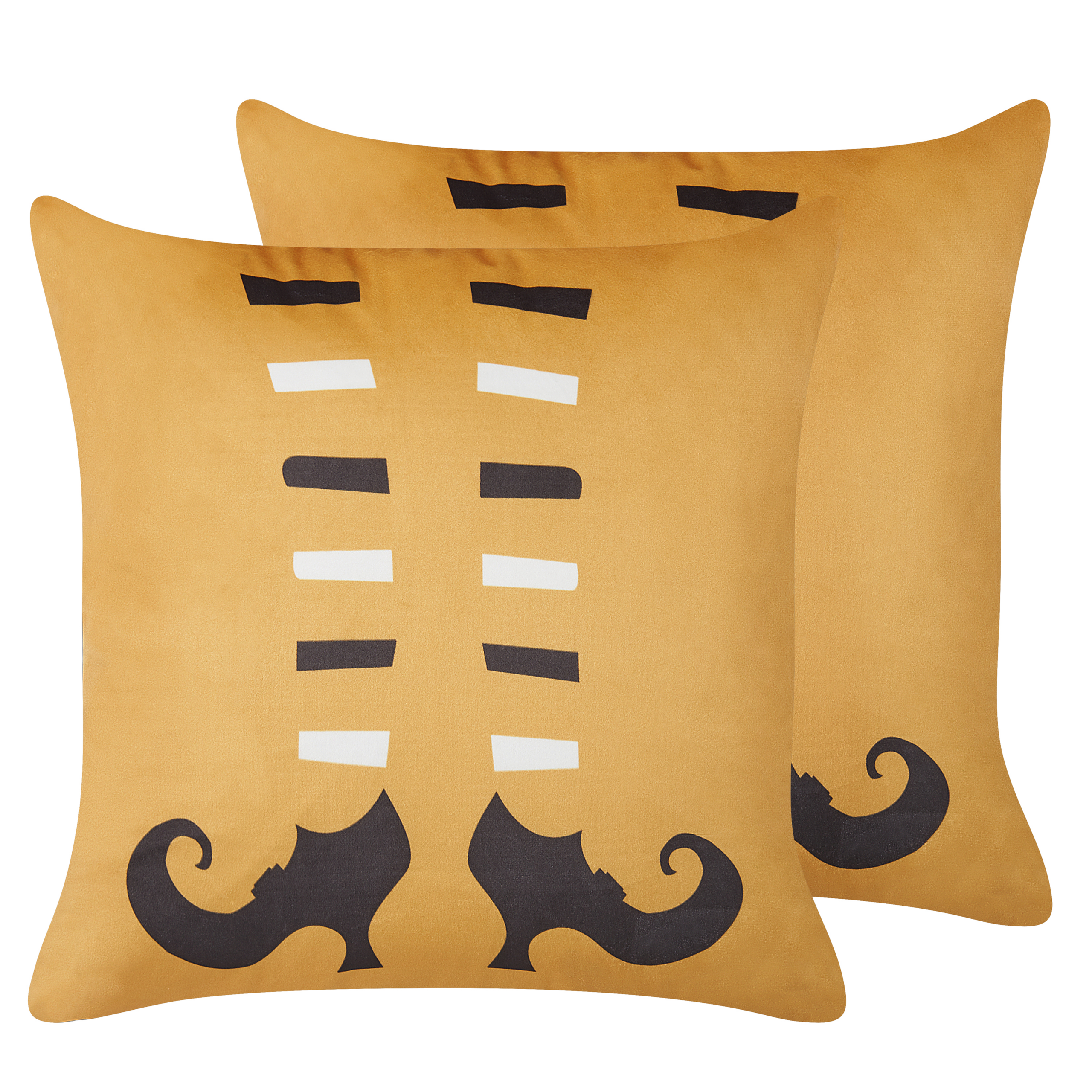 Set med 2 prydnadskuddar COVASNA 45 x 45 cm Sammet Orange Abstrakt tryck