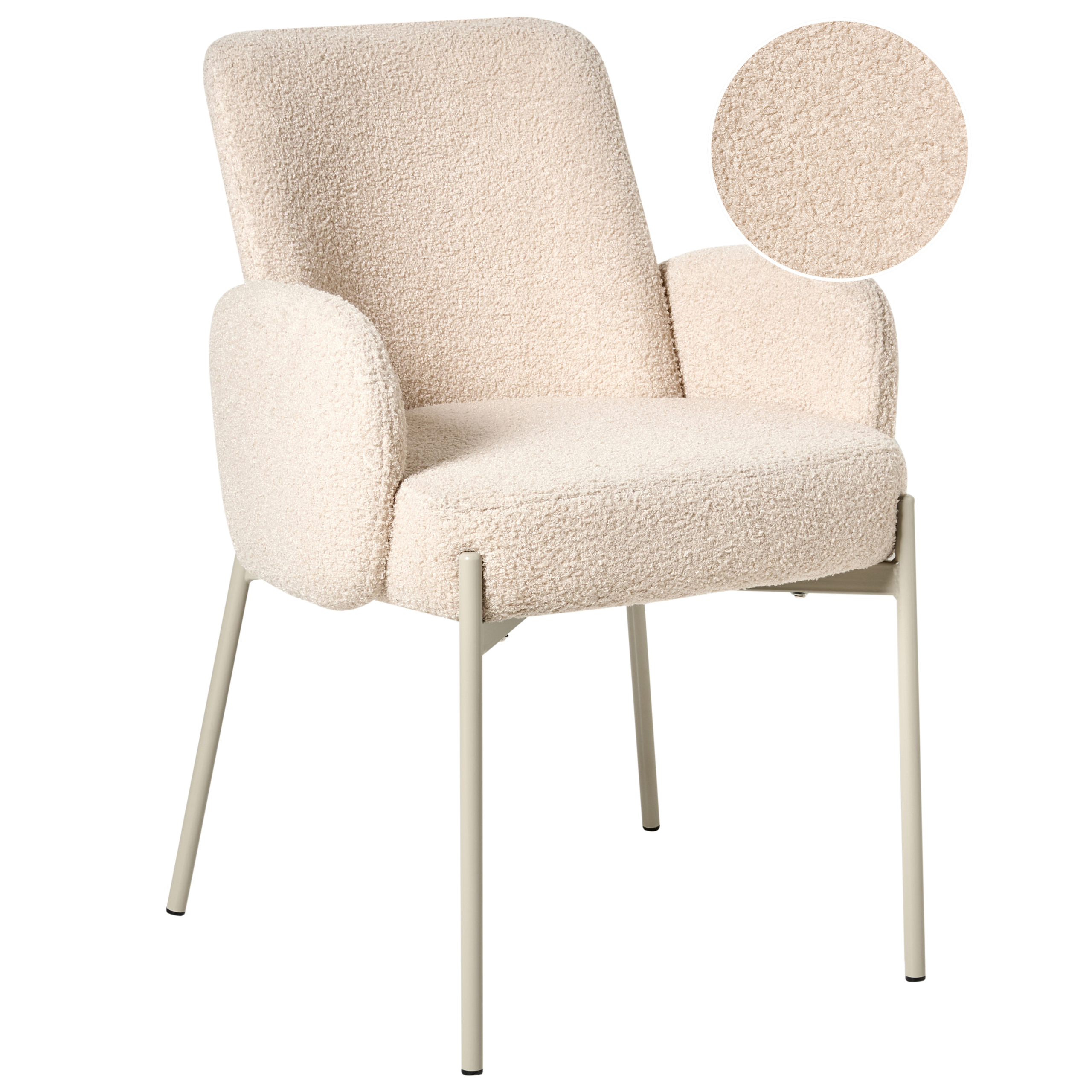 Matstol MAGEE Bouclé Ljusbeige