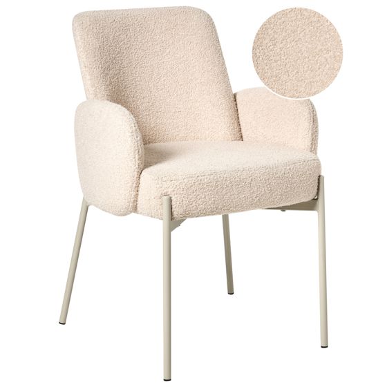 Matstol MAGEE Bouclé Ljusbeige