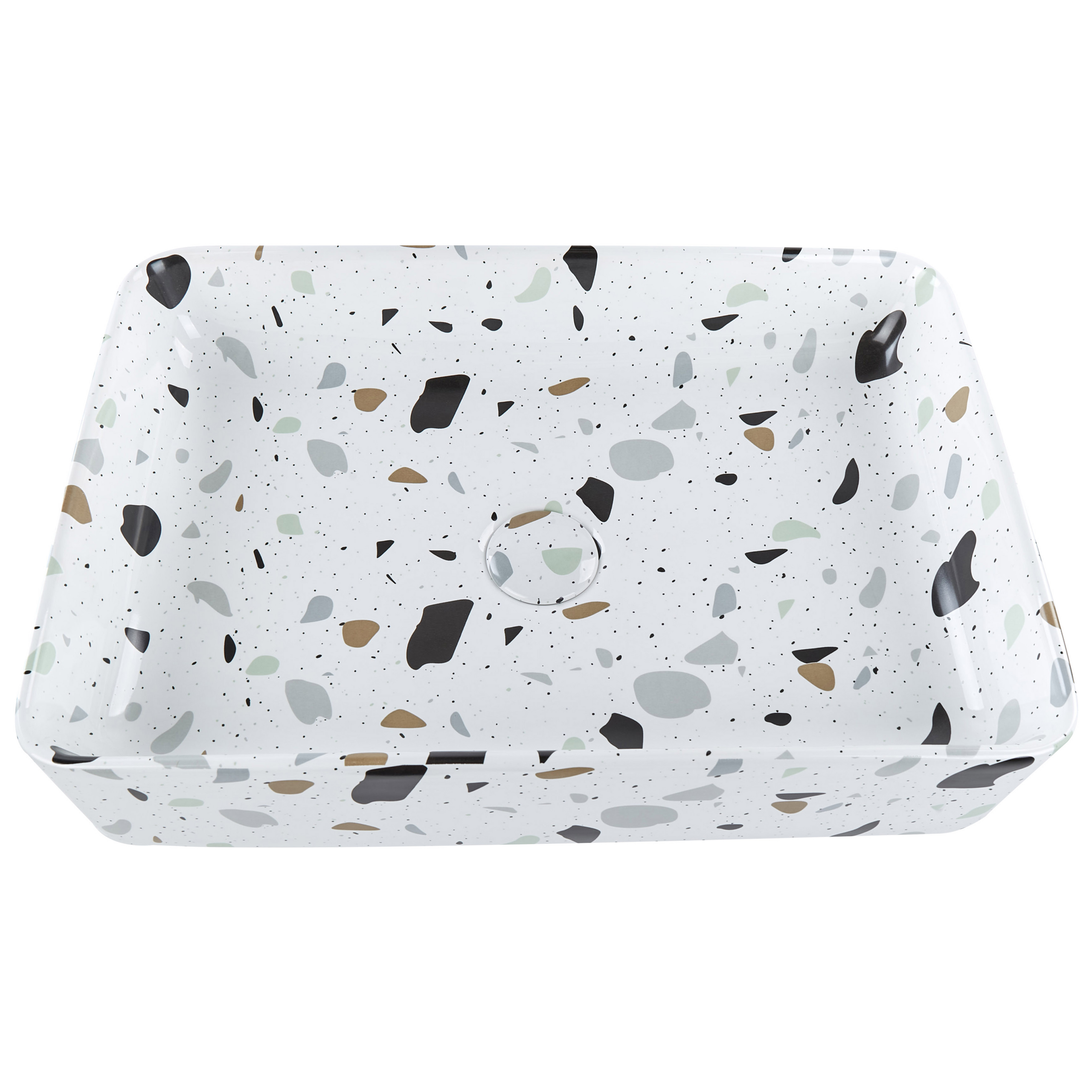 Tvättställ för bänkskiva NULES 51 x 34 cm Keramik Terrazzoeffekt Vit