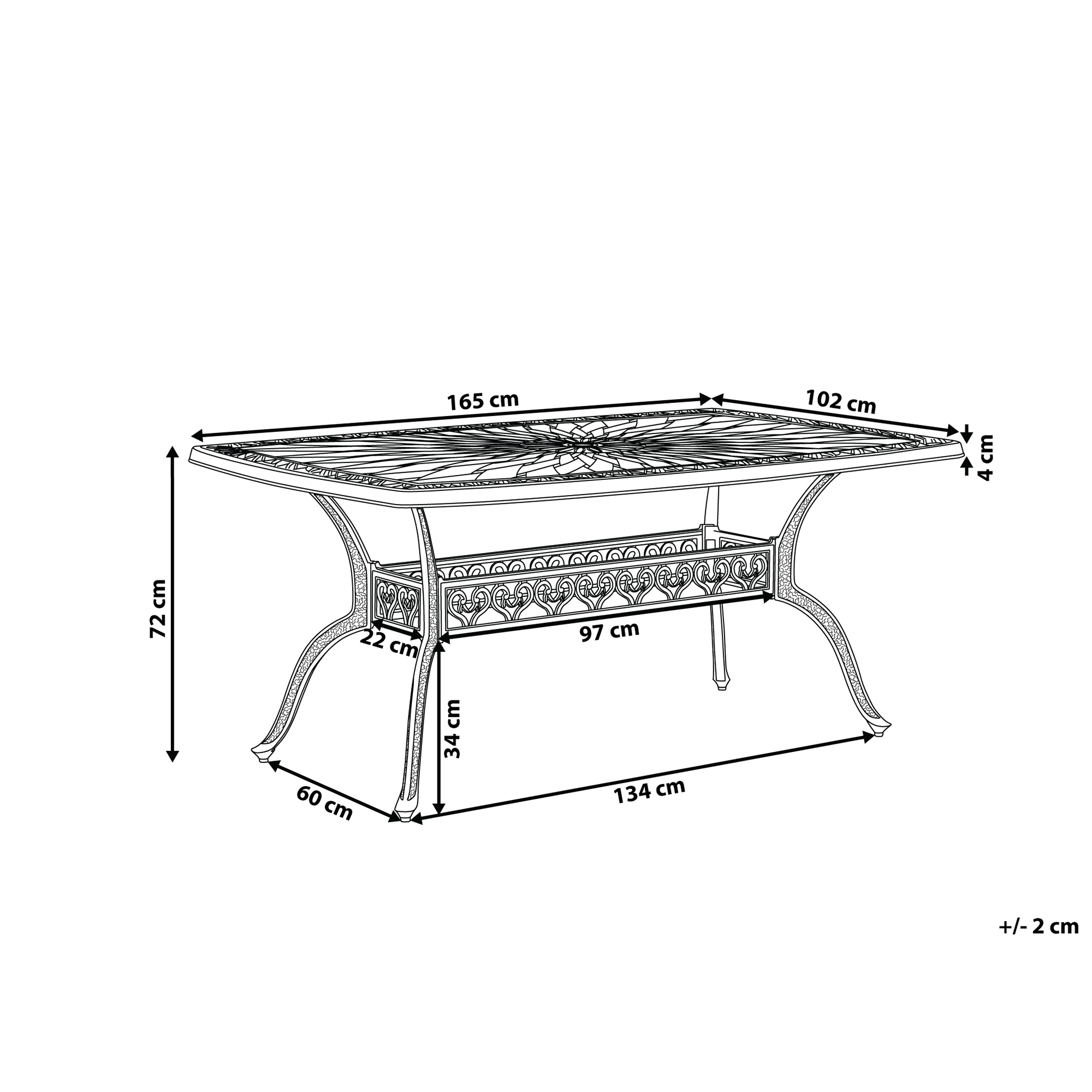 Trädgårdsmatbord LIZZANO 165 cm 102 cm Metall Mörkbrun